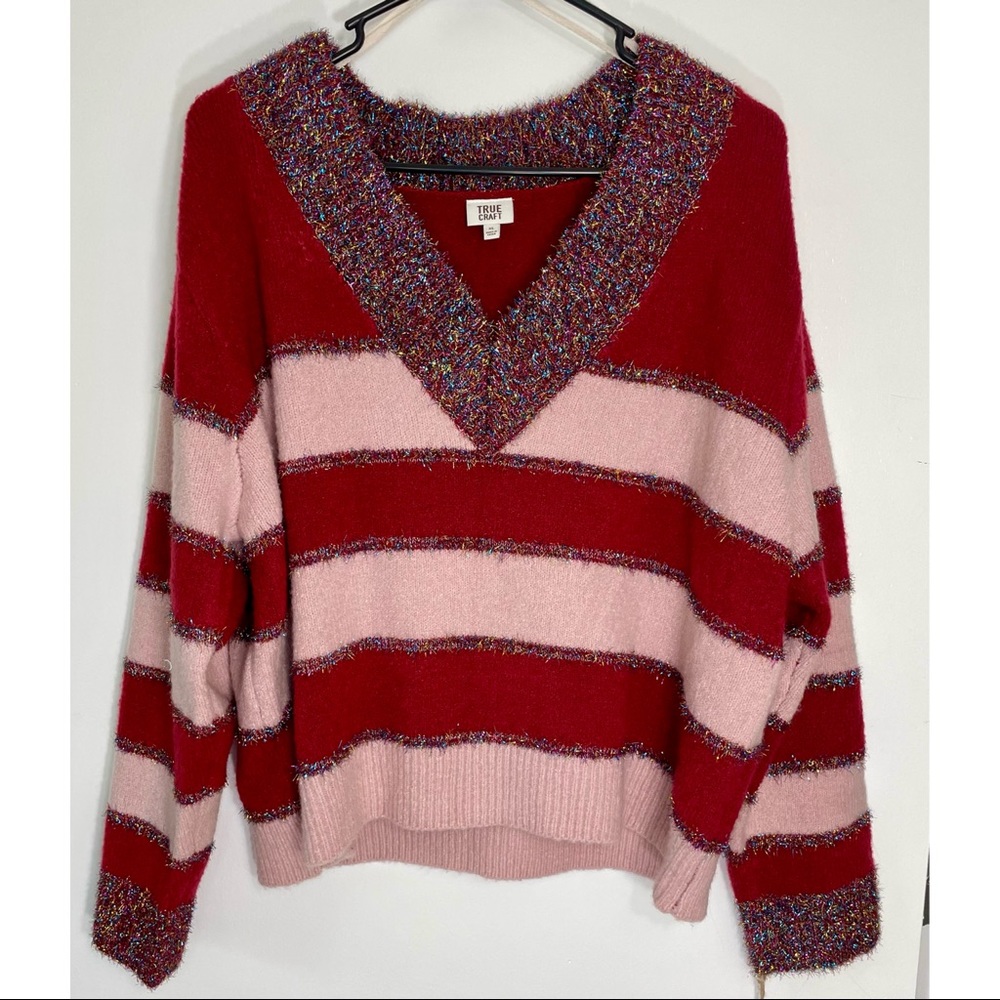 True Craft Striped Holiday Tinsel Sweater NWT! - Picture 4 of 16